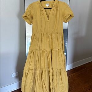 For Cynthia Mustard Midi Dress